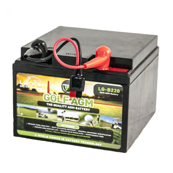 Leoch LG-B220 12v 28Ah AGM 27 Hole Golf Battery & Charger - Motocaddy Compatible