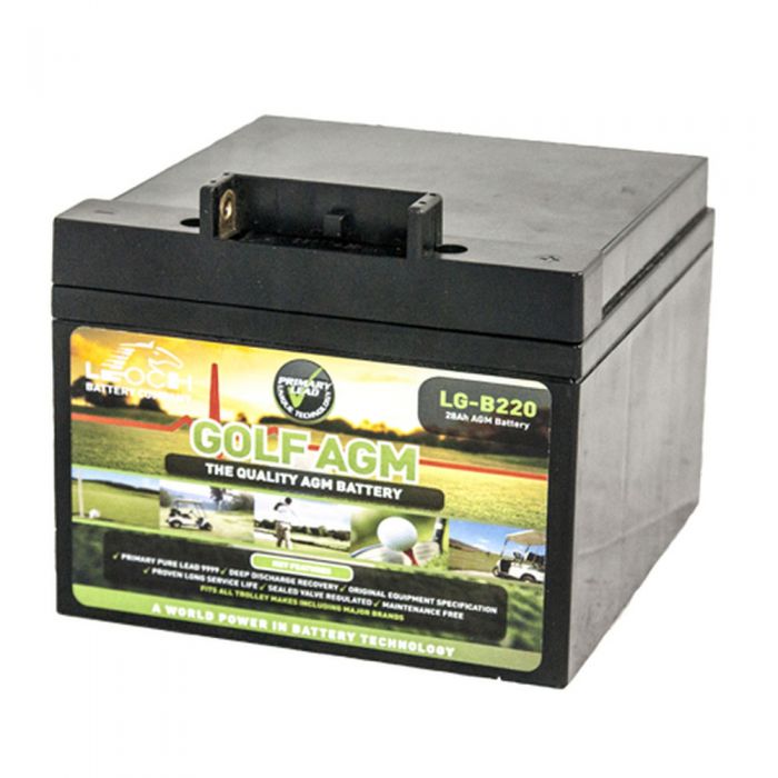 Leoch LG-B220 12v 28Ah AGM 27 Hole Golf Battery & Charger - PowaKaddy Compatible