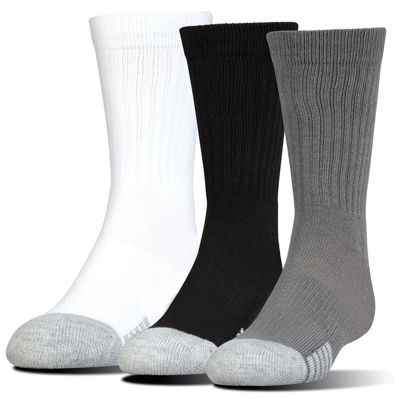 Under Armour Heatgear Crew Socks (3 Pack) - Black/Steel/White