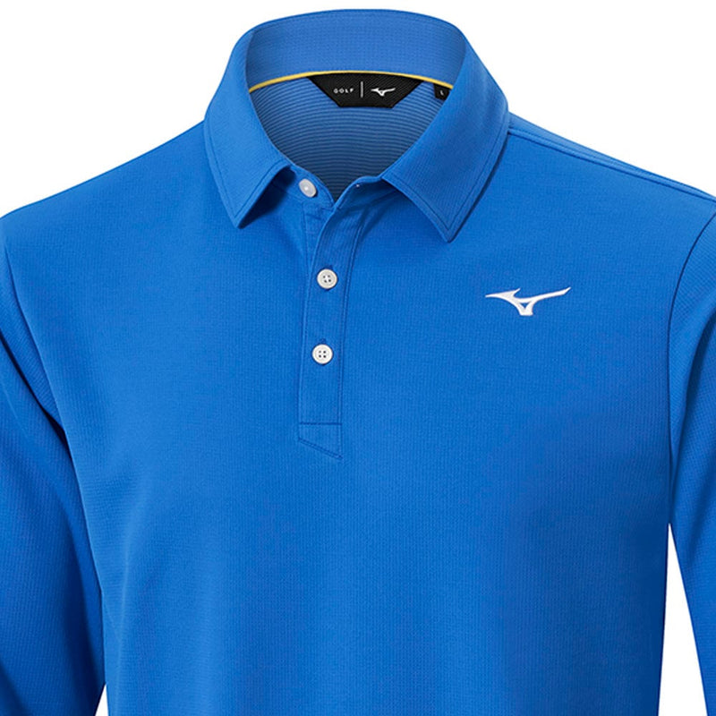 Mizuno Breath Thermo Long Sleeve Polo Shirt - Blue