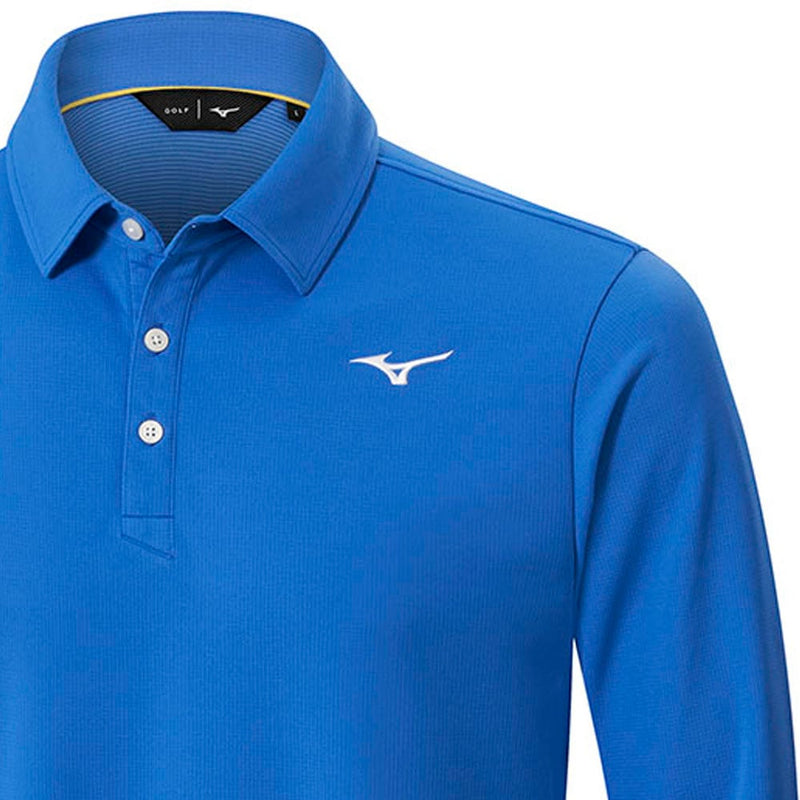 Mizuno Breath Thermo Long Sleeve Polo Shirt - Blue