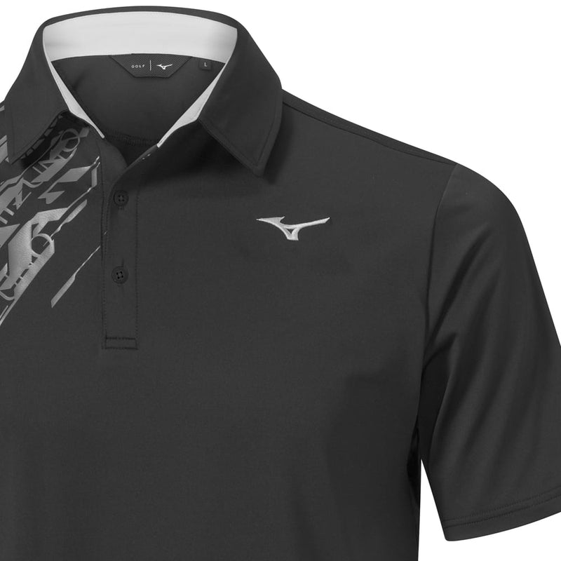 Mizuno Elite Print Polo Shirt - Black