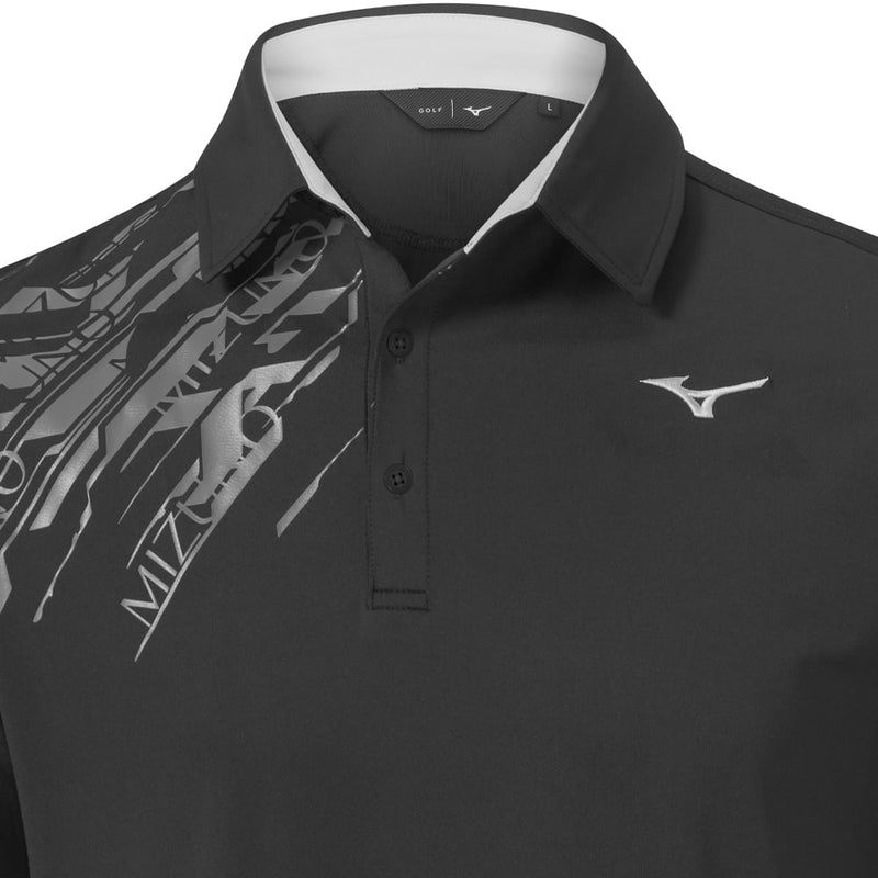 Mizuno Elite Print Polo Shirt - Black