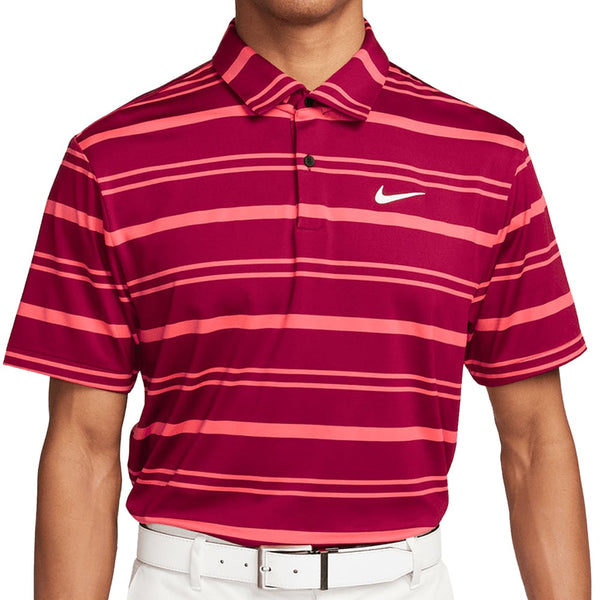 Nike Dri-FIT Tour Stripe Polo Shirt - Noble Red/Ember Glow/White