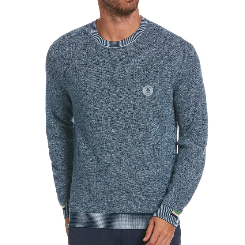 Original Penguin Birdseye Crew Neck Sweater - Real Teal Blue