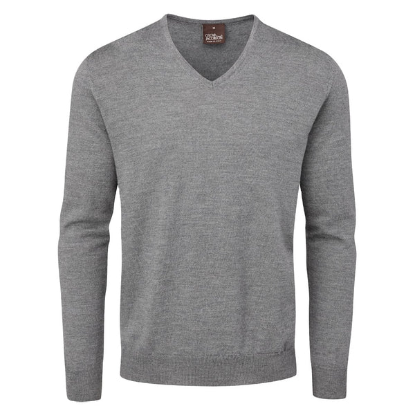 Oscar Jacobson Weston V-Neck Merino Sweater - Dark Grey