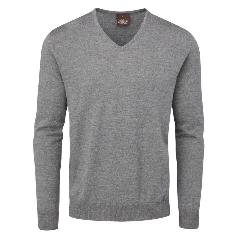 Oscar Jacobson Weston V-Neck Merino Sweater - Dark Grey