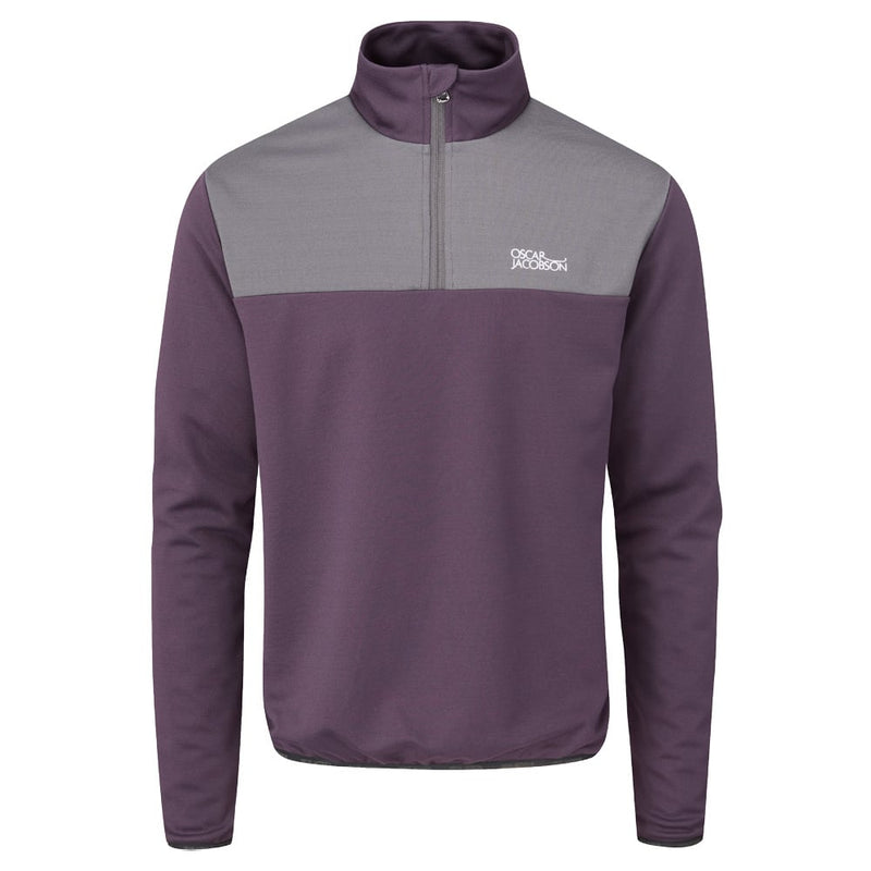 Oscar Jacobson Wainright Lined Zip Neck Sweater - Plum