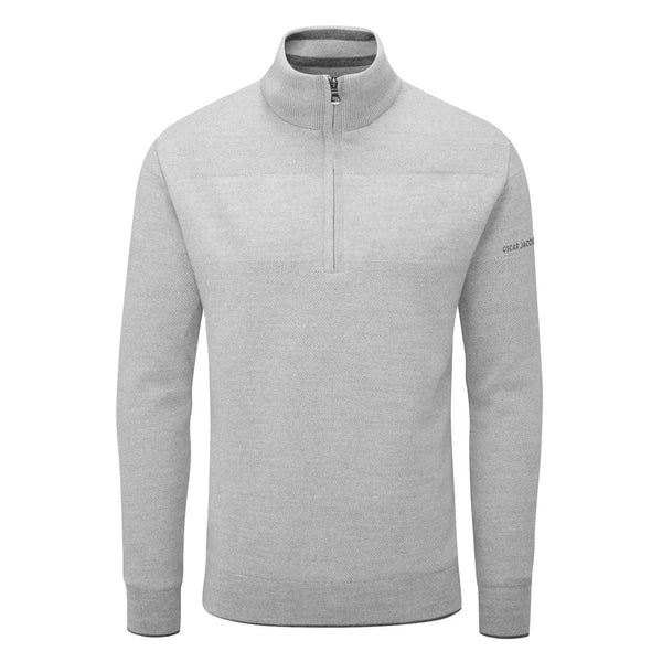 Oscar Jacobson Anders Lined 1/2 Zip Sweater - Grey Marl