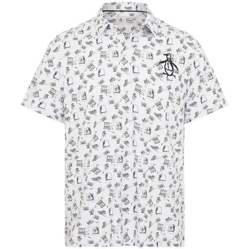 Original Penguin All Over Retro Arcade Polo Shirt - Bright White