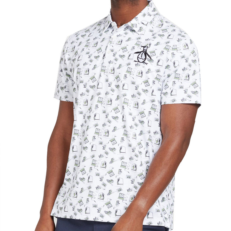 Original Penguin All Over Retro Arcade Polo Shirt - Bright White