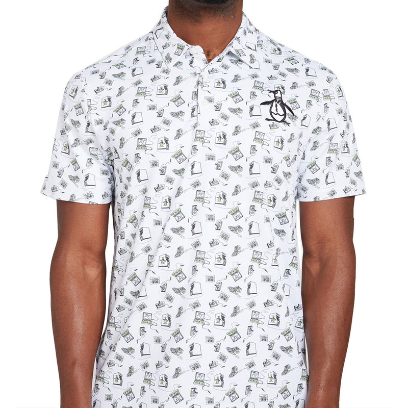 Original Penguin All Over Retro Arcade Polo Shirt - Bright White