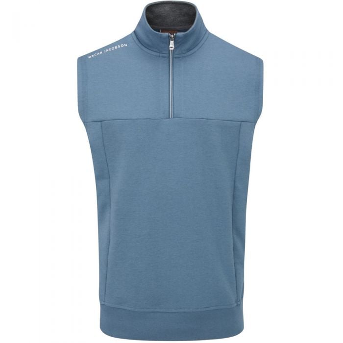 Oscar Jacobson Hawkes 1/4 Zip Sleeveless Pullover - Blue Charcoal