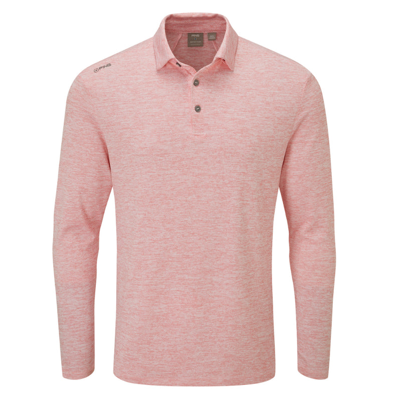 Ping Angus Long Sleeve Polo Shirt - Cyber Red Multi