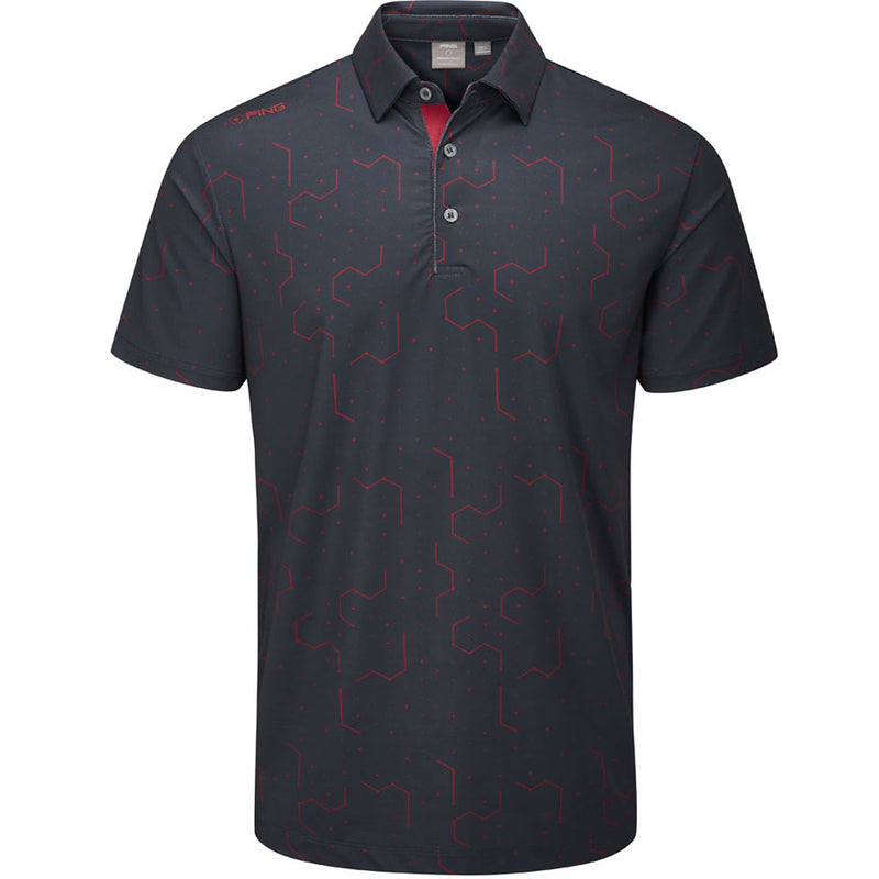 Ping Geo Polo Shirt - Navy/Firebrick