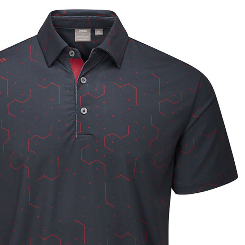 Ping Geo Polo Shirt - Navy/Firebrick