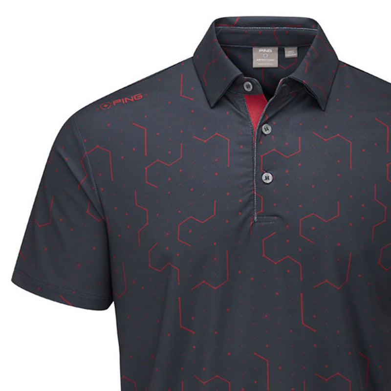 Ping Geo Polo Shirt - Navy/Firebrick