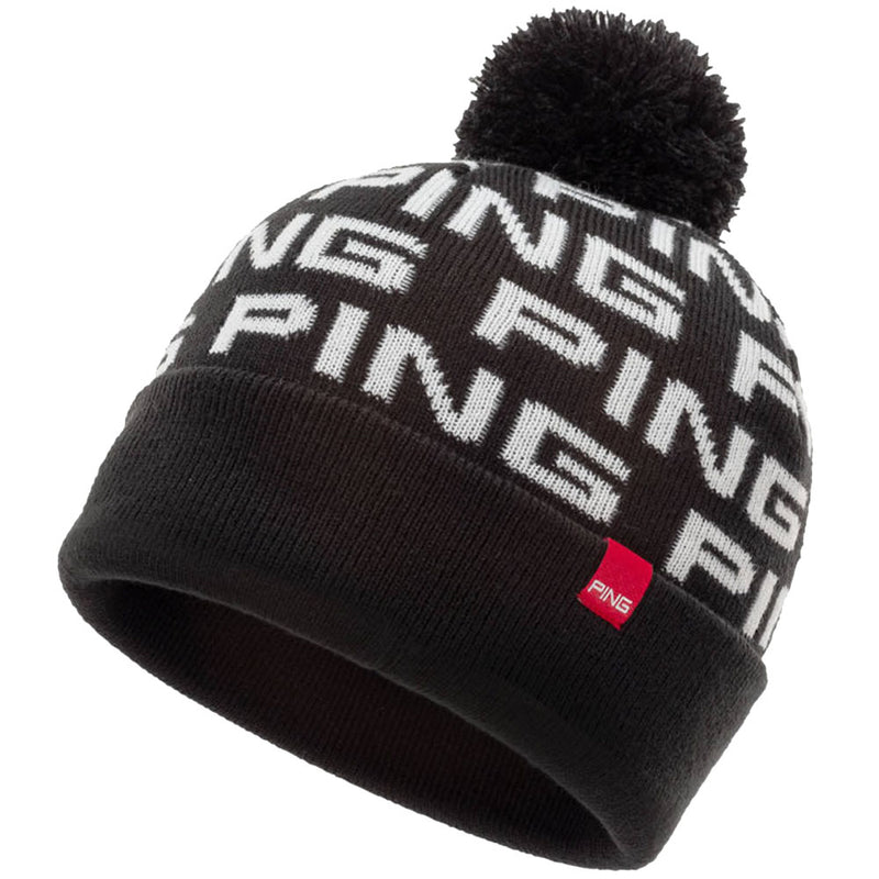 Ping Logo Bobble Beanie - Black/White