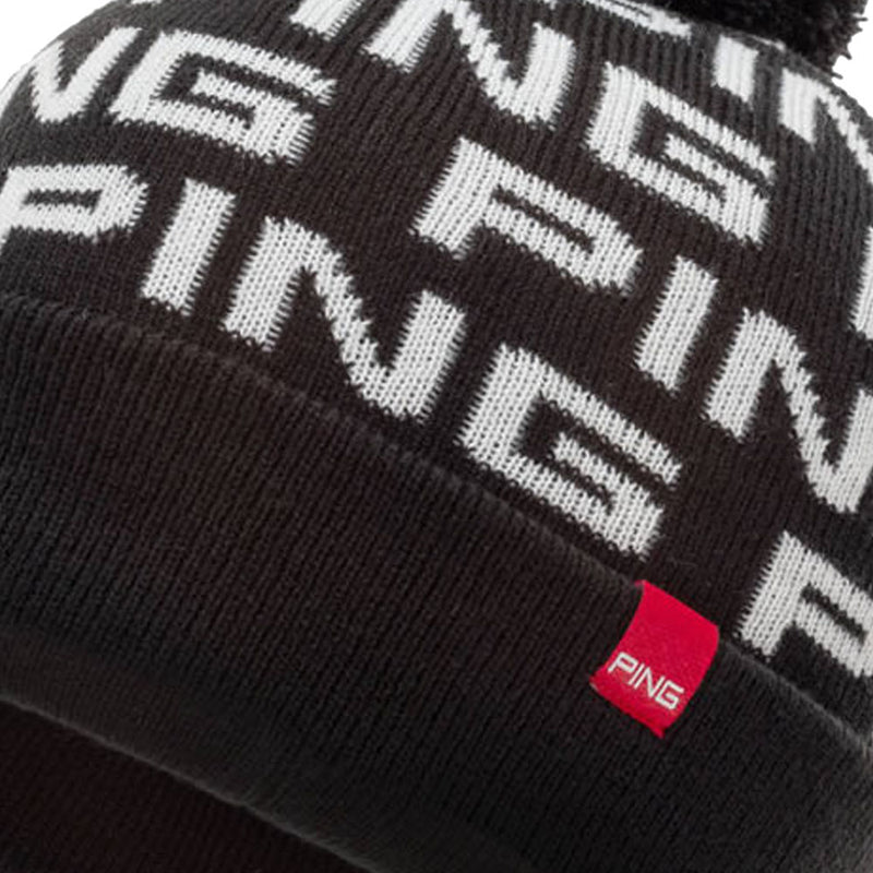 Ping Logo Bobble Beanie - Black/White