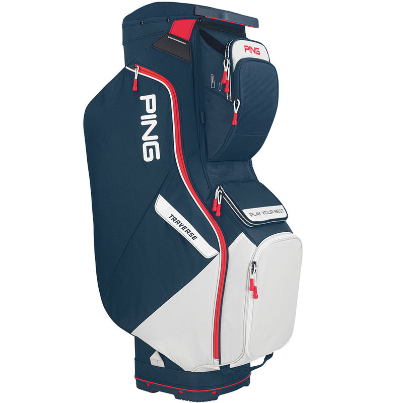 Ping Traverse Cart Bag - Navy/White/Red