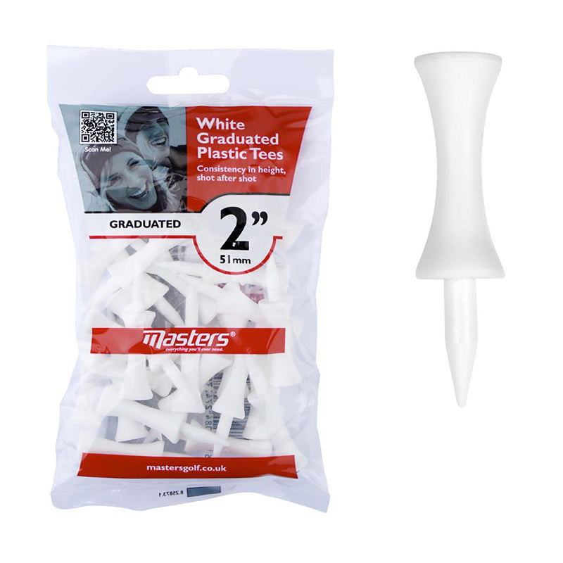 Masters Plastic Graduated 2 Inch White Tees - Pack of 25