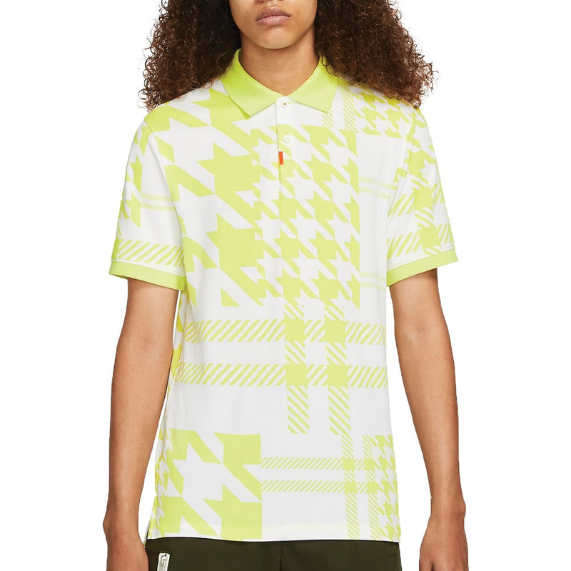 Nike Slim-Fit Checked Polo Shirt - Lemon Twist/White