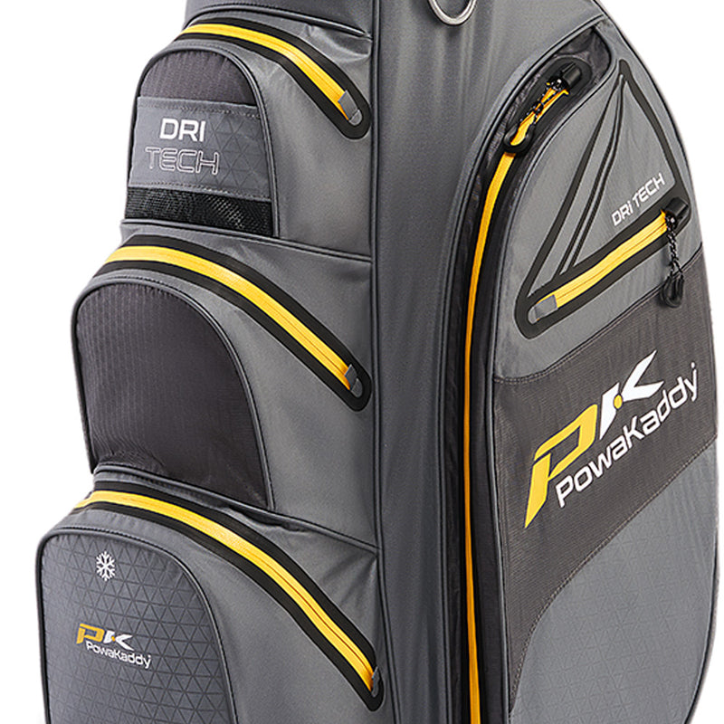 PowaKaddy Dri-Tech Cart Bag - Gun Metal/Yellow