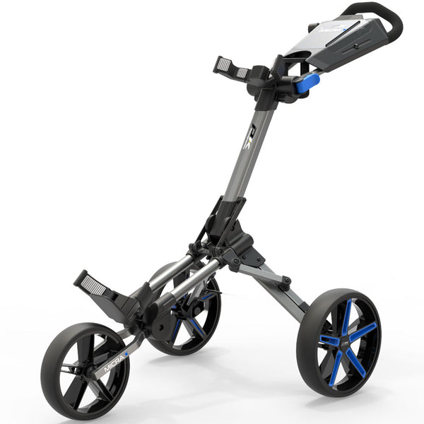 PowaKaddy Micra 3-Wheel Push Trolley - Gunmetal/Blue