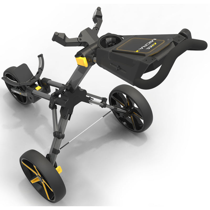 PowaKaddy Micra 3-Wheel Push Trolley - Gunmetal/Yellow