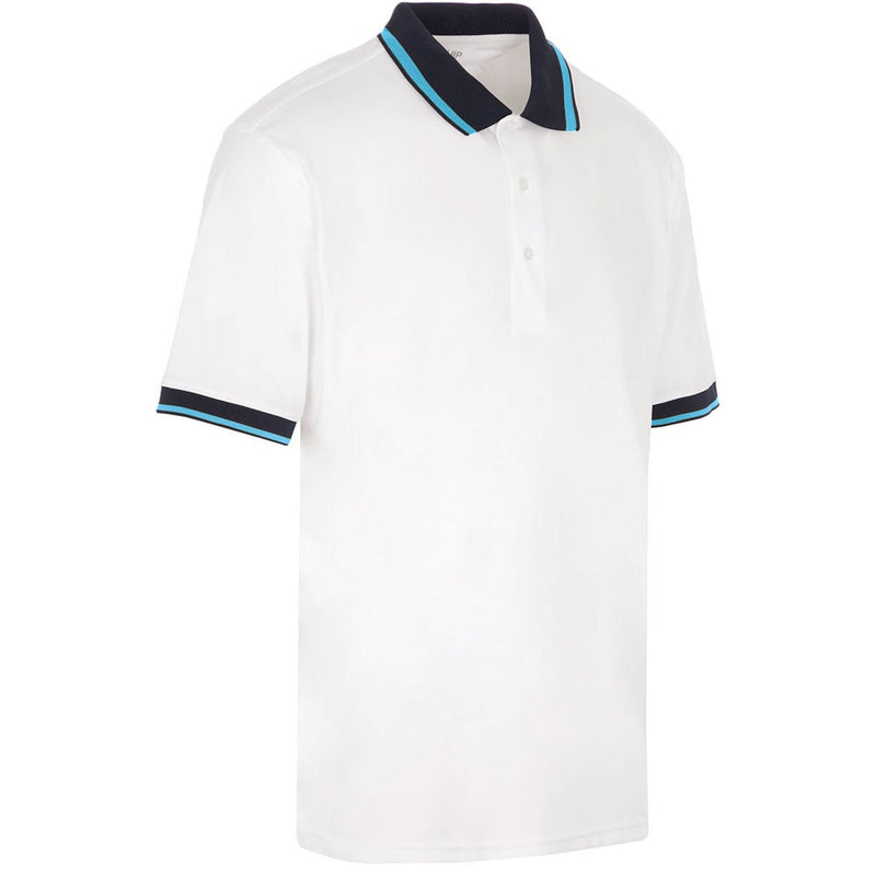 ProQuip Sub7 Plain Polo Shirt - White/Azure