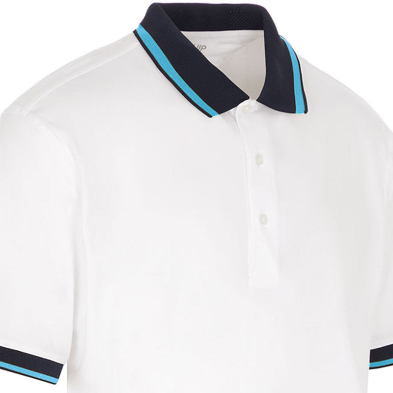 ProQuip Sub7 Plain Polo Shirt - White/Azure