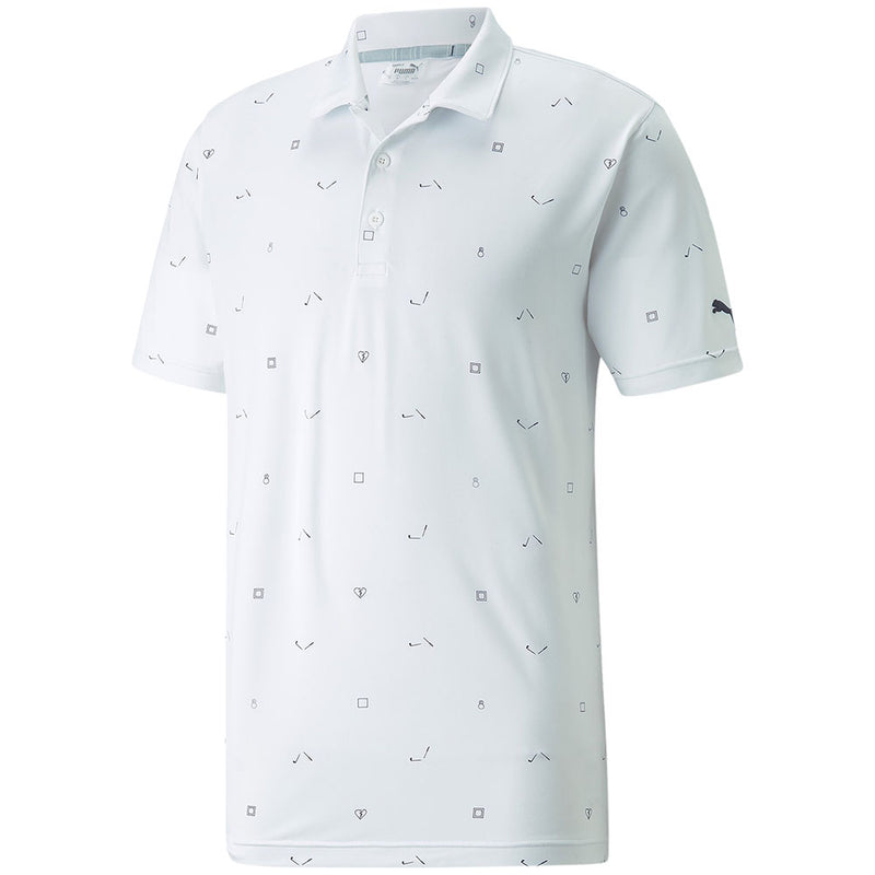 Puma Cloudspun H8 Golf Polo Shirt  - Bright White/Navy Blazer