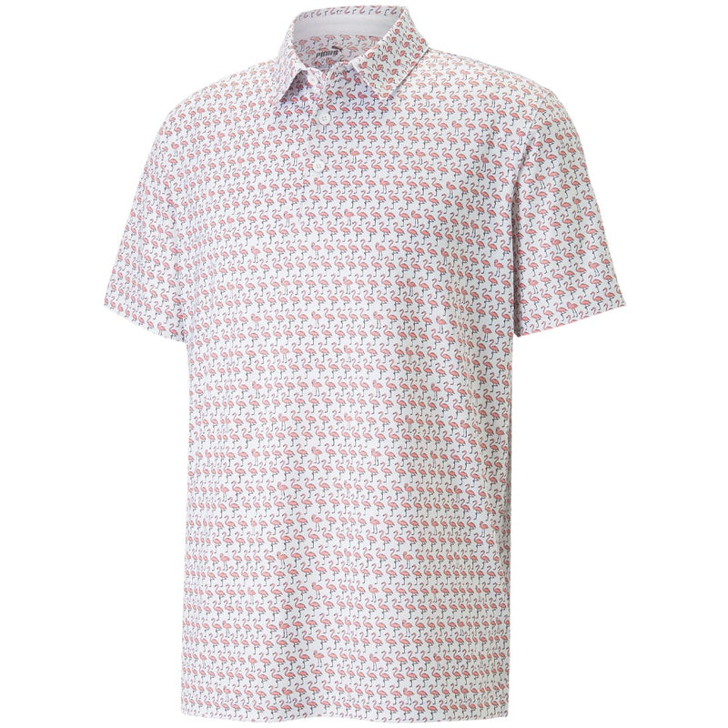 Puma MATTR Flamingo Polo Shirt - Bright White/Flamingo Pink