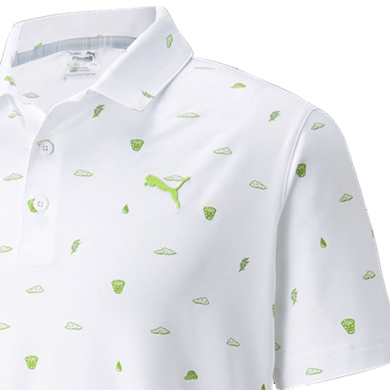 Puma MATTR Pouring Buckets Polo Shirt - Bright White/Greenery