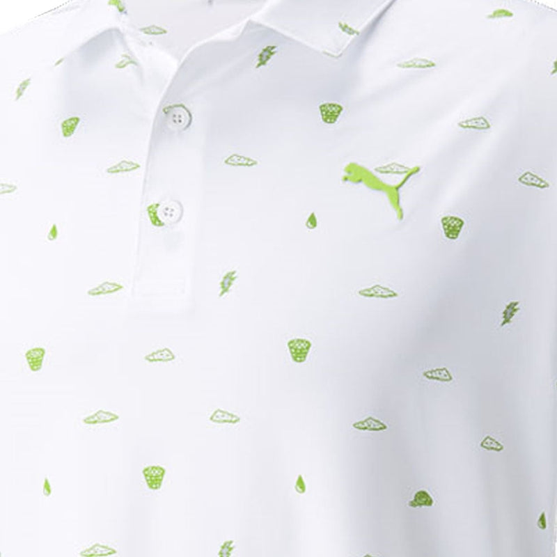 Puma MATTR Pouring Buckets Polo Shirt - Bright White/Greenery