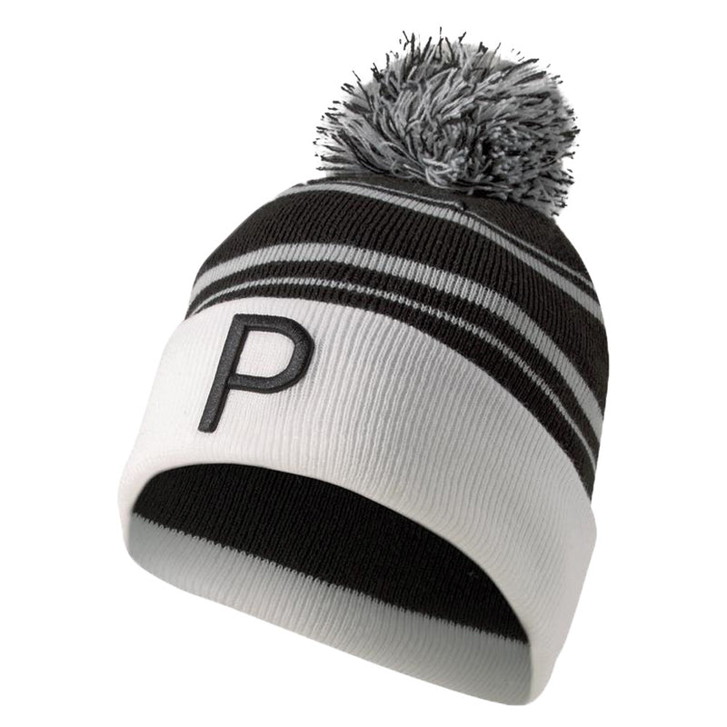 Puma P Removable Pom Beanie Hat - Puma Black/Bright White