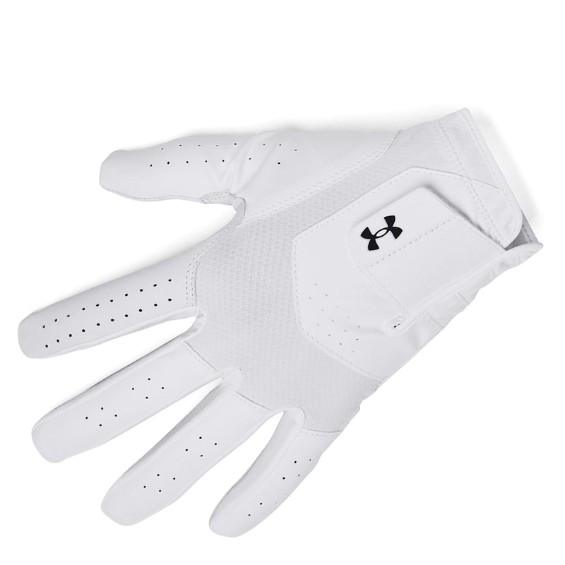 Under Armour Iso-Chill Leather Golf Glove - White/White/Black