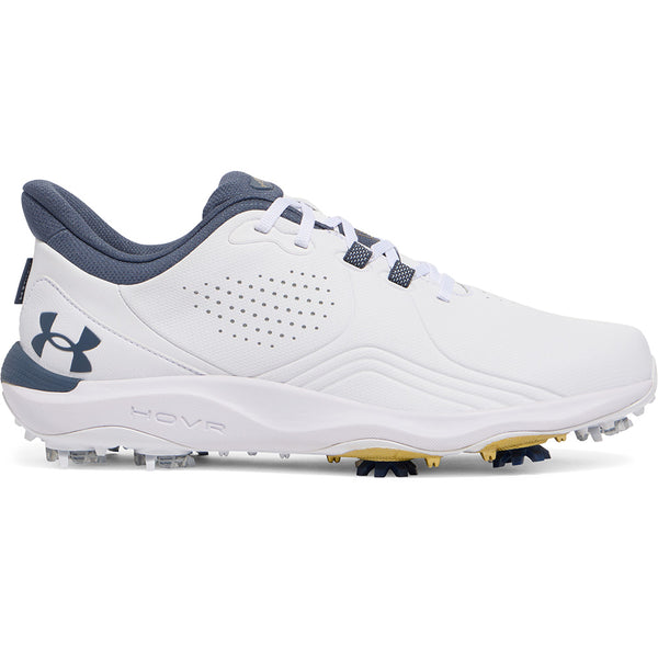 Under Armour Drive Pro Spiked Waterproof Shoes Wide - White/Metallic Gold/Downpour Grey