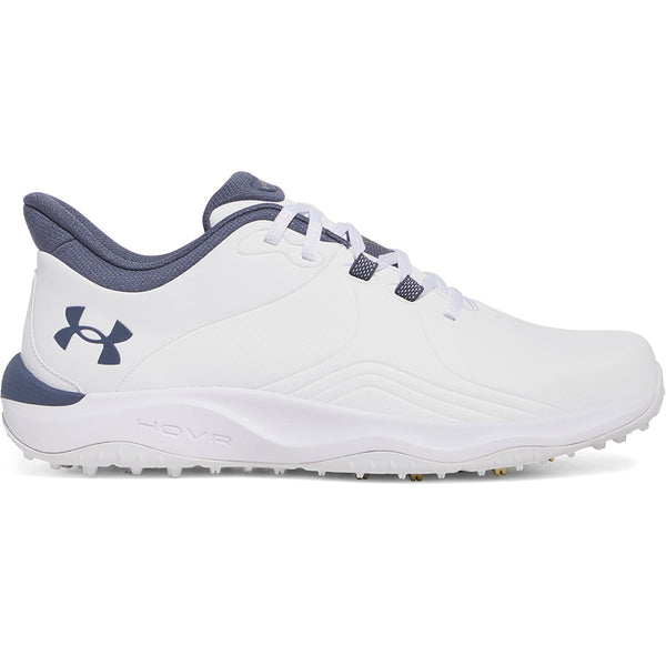 Under Armour Drive Pro Spikeless Waterproof Shoes Wide  - White/Metallic Gold/Downpour Grey