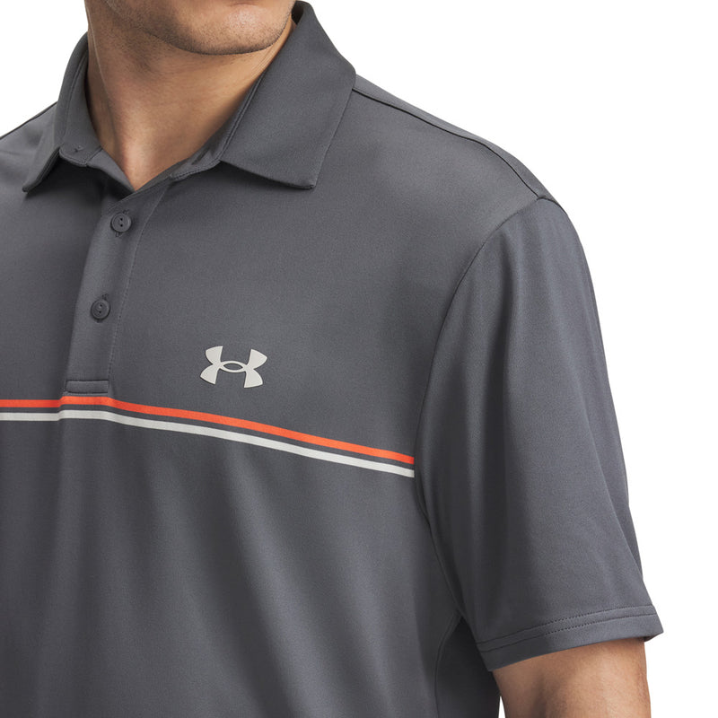 Under Armour Playoff 3.0 Stripe Polo Shirt - Castlerock/Fire/Summit White