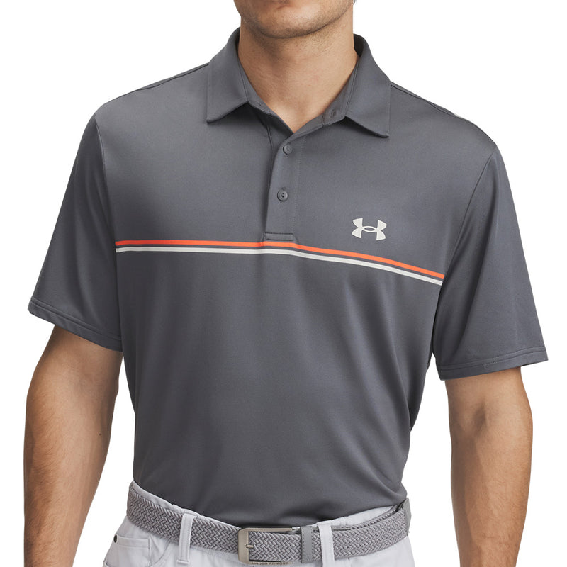 Under Armour Playoff 3.0 Stripe Polo Shirt - Castlerock/Fire/Summit White