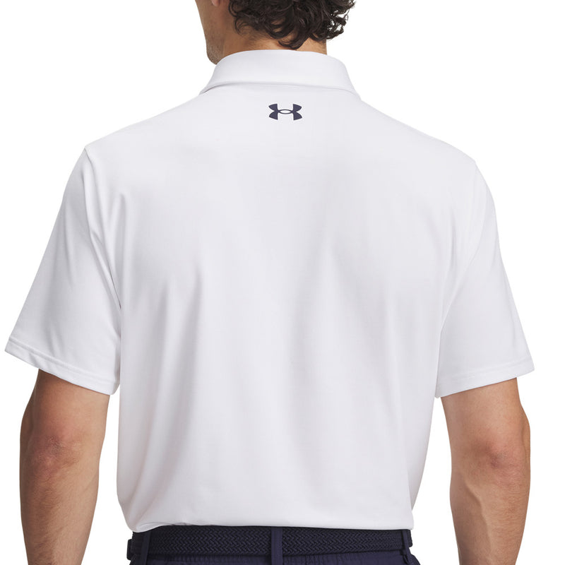 Under Armour Playoff 3.0 Stripe Polo Shirt - White/Green/Midnight Navy