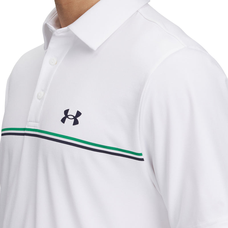 Under Armour Playoff 3.0 Stripe Polo Shirt - White/Green/Midnight Navy