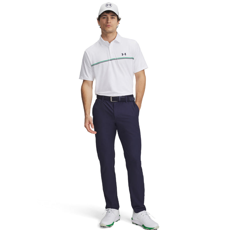 Under Armour Playoff 3.0 Stripe Polo Shirt - White/Green/Midnight Navy