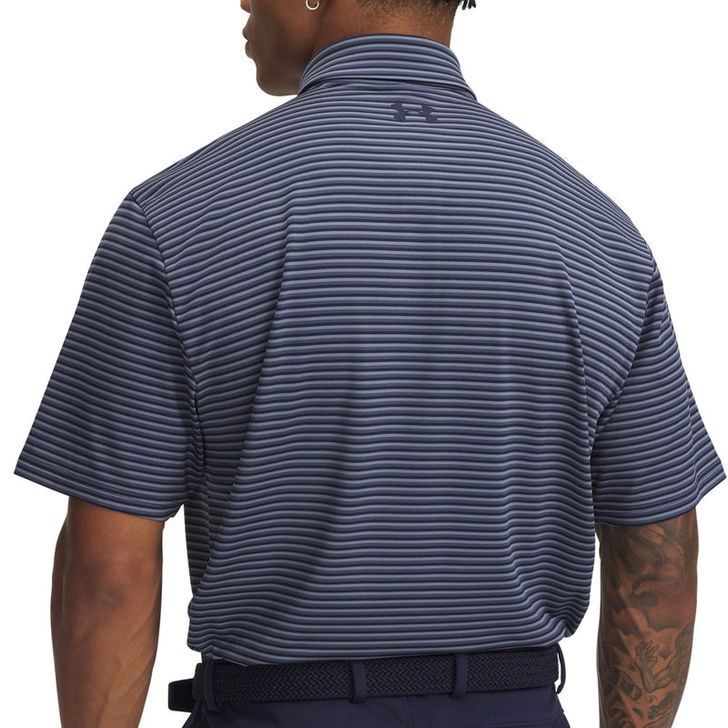 Under Armour Playoff 3.0 Stripe Polo Shirt - Midnight Navy/Downpour Grey/Midnight Navy