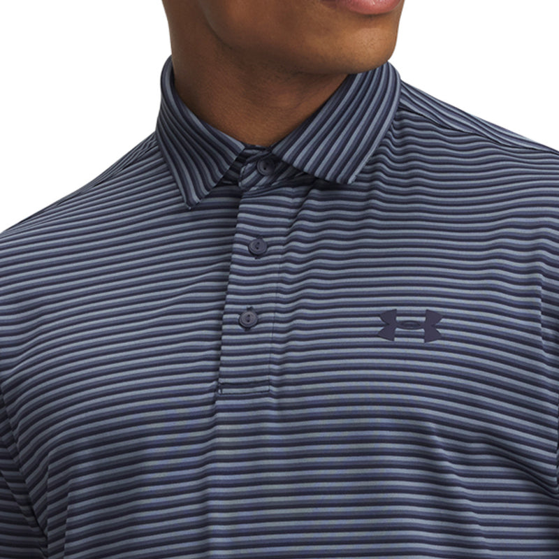 Under Armour Playoff 3.0 Stripe Polo Shirt - Midnight Navy/Downpour Grey/Midnight Navy