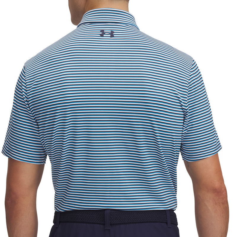 Under Armour Playoff 3.0 Stripe Polo Shirt - Ether Blue/Midnight Navy/Midnight Navy