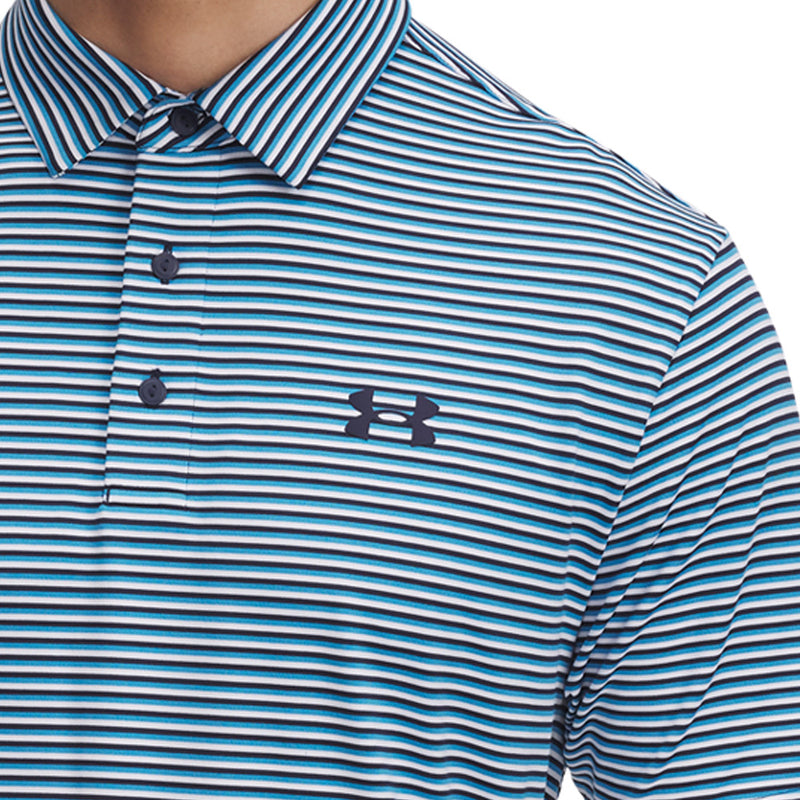 Under Armour Playoff 3.0 Stripe Polo Shirt - Ether Blue/Midnight Navy/Midnight Navy