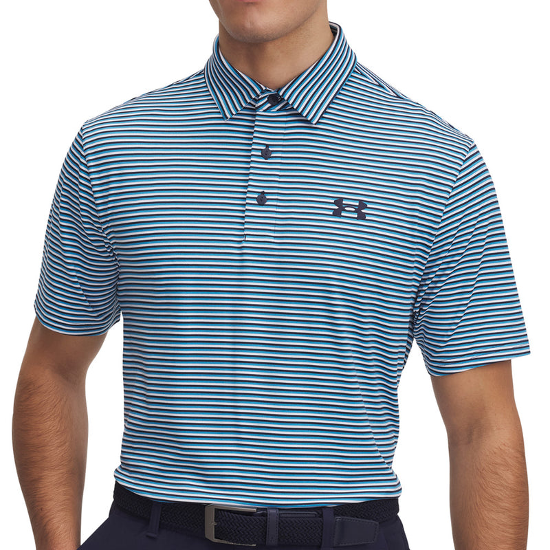 Under Armour Playoff 3.0 Stripe Polo Shirt - Ether Blue/Midnight Navy/Midnight Navy