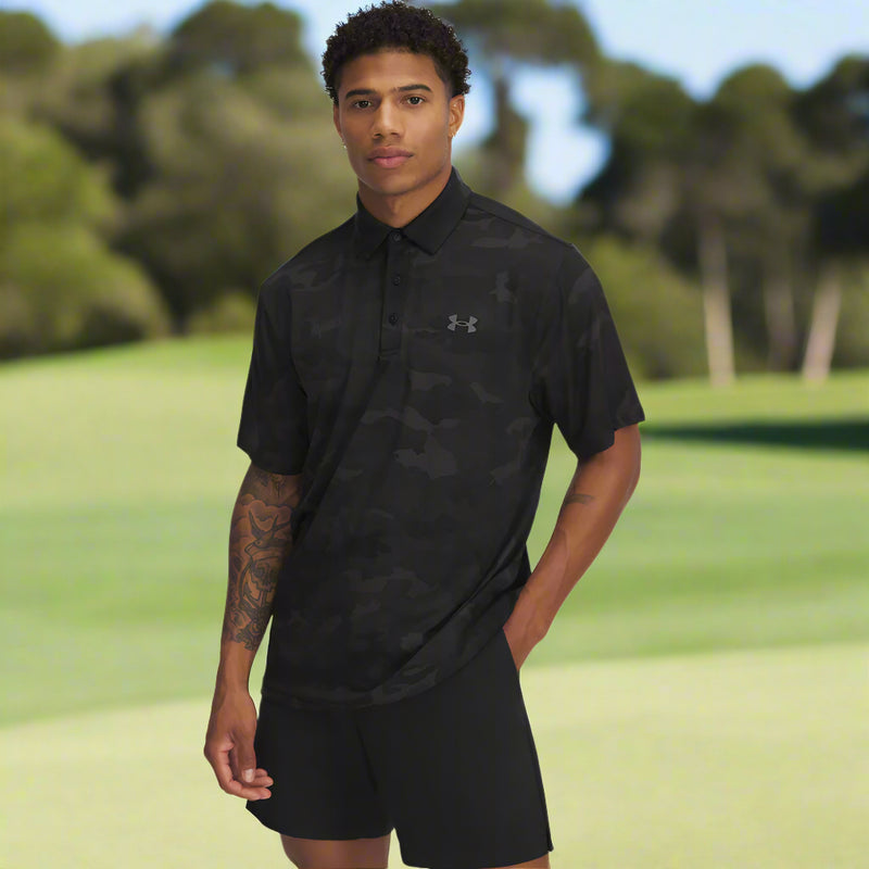 Under Armour Playoff 3.0 Printed Polo Shirt - Black/Castlerock